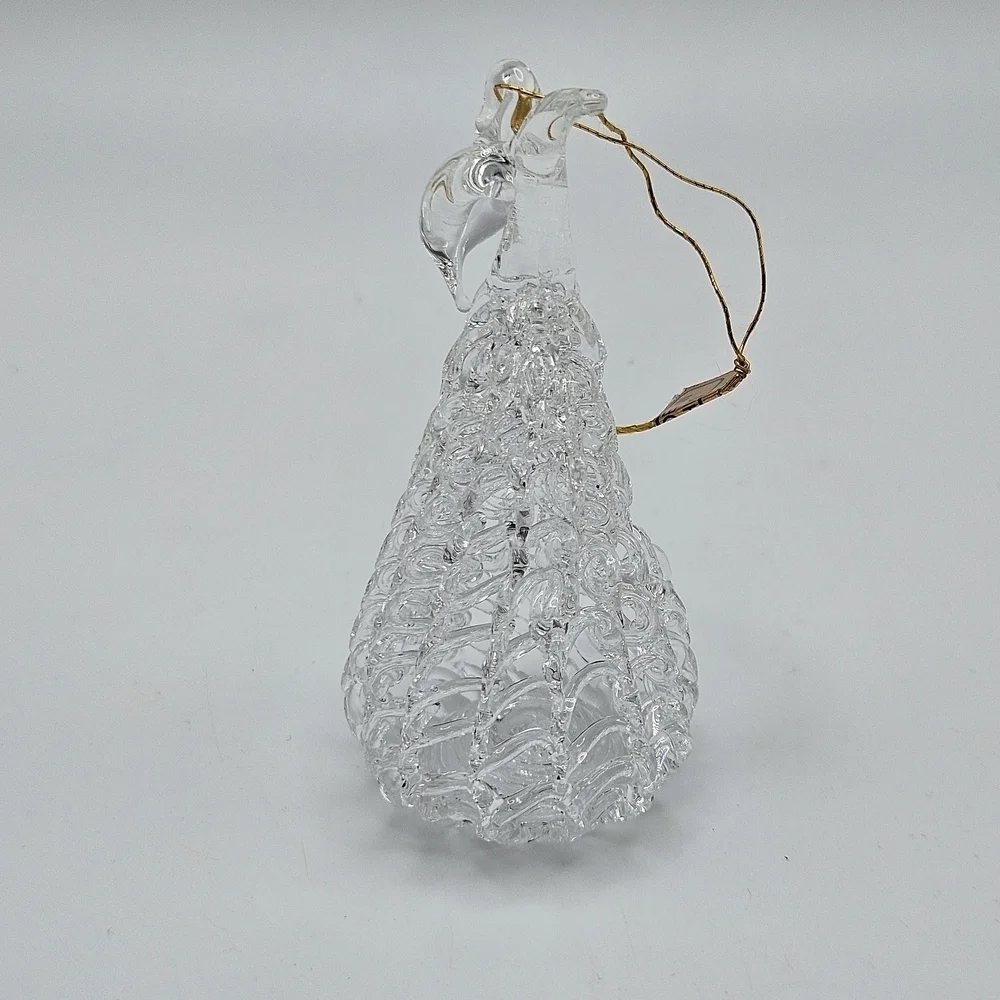 VINTAGE Spun Glass Pear Fruit Shaped Christmas Tree Holiday Ornament
